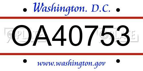 OA40753 District Of Columbia License Plate