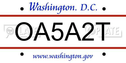 OA5A2T District Of Columbia License Plate