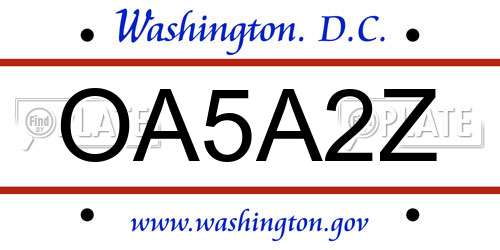 OA5A2Z District Of Columbia License Plate
