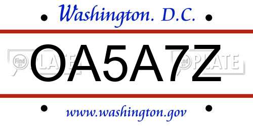 OA5A7Z District Of Columbia License Plate