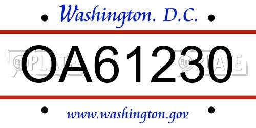 OA61230 District Of Columbia License Plate