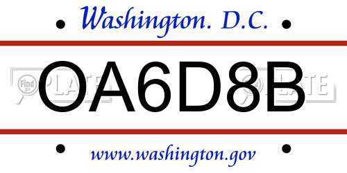 OA6D8B District Of Columbia License Plate