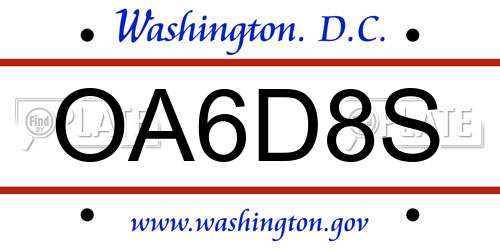 OA6D8S District Of Columbia License Plate