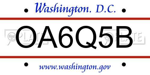 OA6Q5B District Of Columbia License Plate