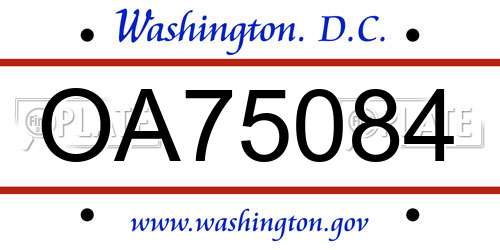 OA75084 District Of Columbia License Plate