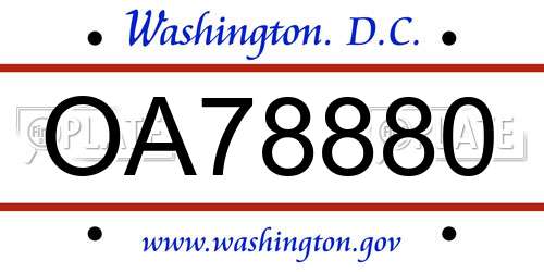 OA78880 District Of Columbia License Plate