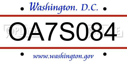 OA7S084 District Of Columbia License Plate