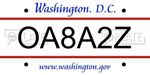 OA8A2Z District Of Columbia License Plate