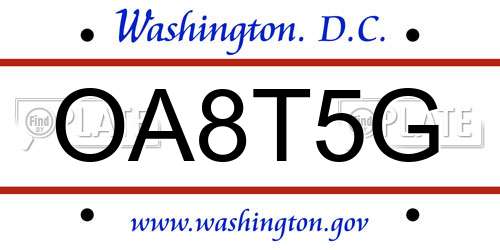 OA8T5G District Of Columbia License Plate