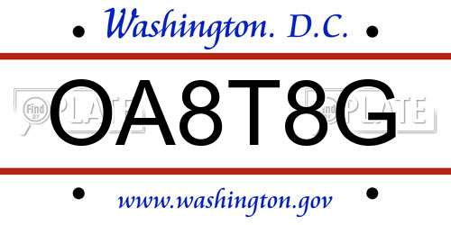 OA8T8G District Of Columbia License Plate