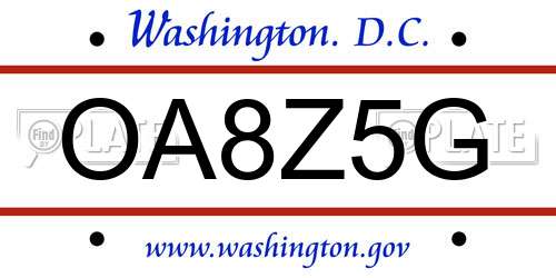 OA8Z5G District Of Columbia License Plate