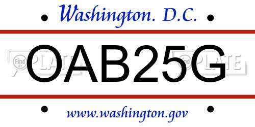 OAB25G District Of Columbia License Plate