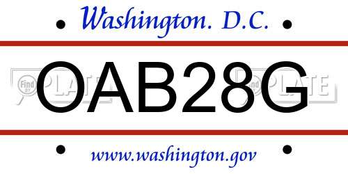 OAB28G District Of Columbia License Plate