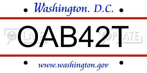 OAB42T District Of Columbia License Plate