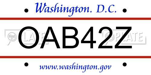 OAB42Z District Of Columbia License Plate