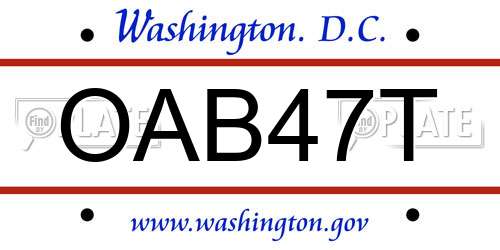 OAB47T District Of Columbia License Plate