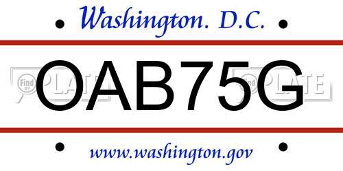 OAB75G District Of Columbia License Plate