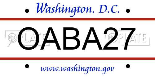 OABA27 District Of Columbia License Plate