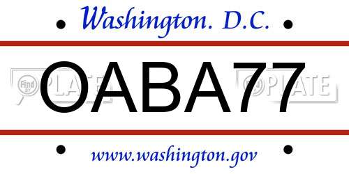 OABA77 District Of Columbia License Plate