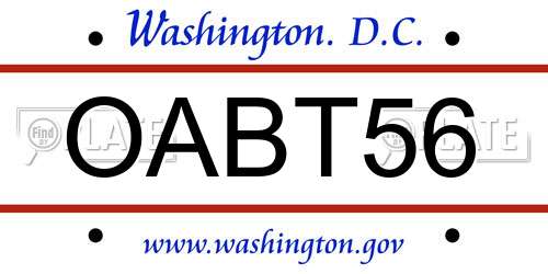OABT56 District Of Columbia License Plate