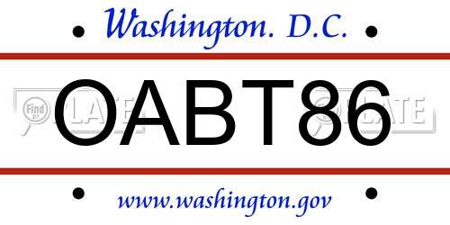 OABT86 District Of Columbia License Plate
