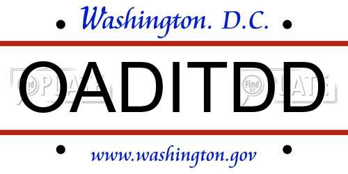 OADITDD District Of Columbia License Plate