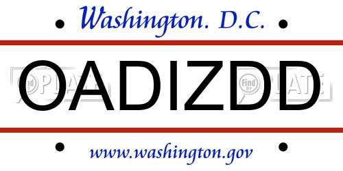 OADIZDD District Of Columbia License Plate