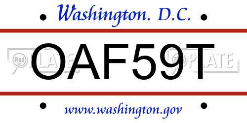 OAF59T District Of Columbia License Plate