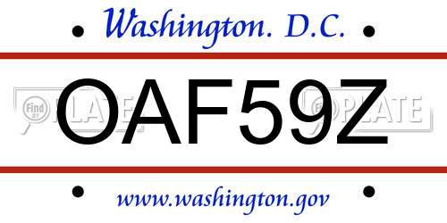 OAF59Z District Of Columbia License Plate