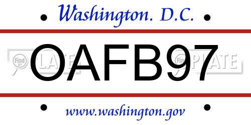 OAFB97 District Of Columbia License Plate