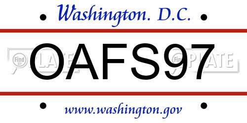 OAFS97 District Of Columbia License Plate
