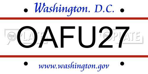 OAFU27 District Of Columbia License Plate