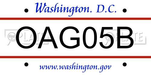 OAG05B District Of Columbia License Plate