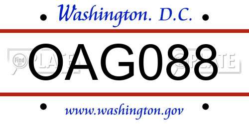 OAG088 District Of Columbia License Plate
