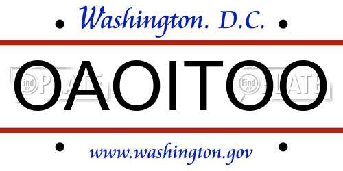 OAOITOO District Of Columbia License Plate