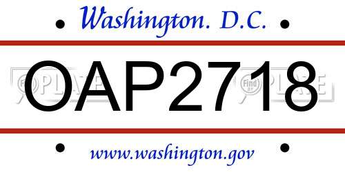 OAP2718 District Of Columbia License Plate