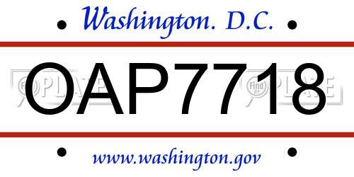 OAP7718 District Of Columbia License Plate