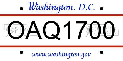 OAQ1700 District Of Columbia License Plate