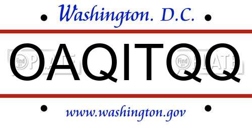 OAQITQQ District Of Columbia License Plate