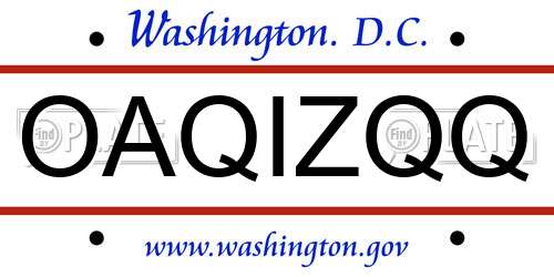 OAQIZQQ District Of Columbia License Plate