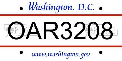 OAR3208 District Of Columbia License Plate