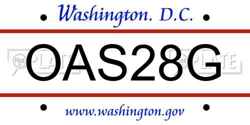 OAS28G District Of Columbia License Plate