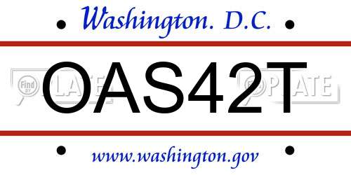 OAS42T District Of Columbia License Plate