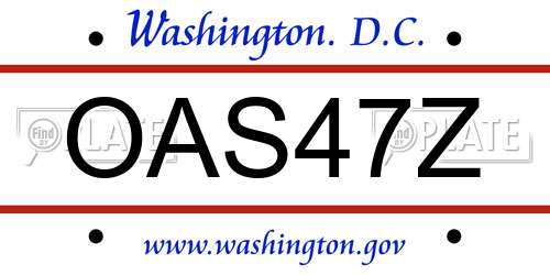 OAS47Z District Of Columbia License Plate