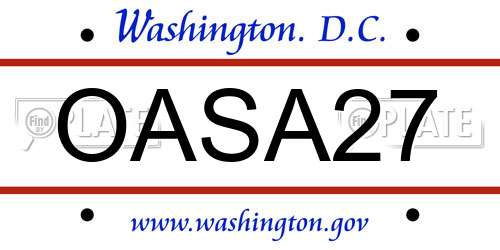 OASA27 District Of Columbia License Plate