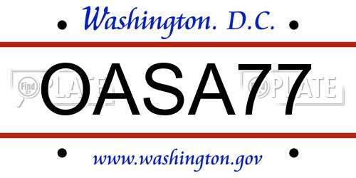 OASA77 District Of Columbia License Plate