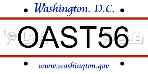 OAST56 District Of Columbia License Plate