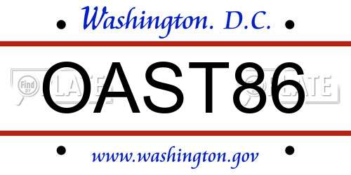OAST86 District Of Columbia License Plate