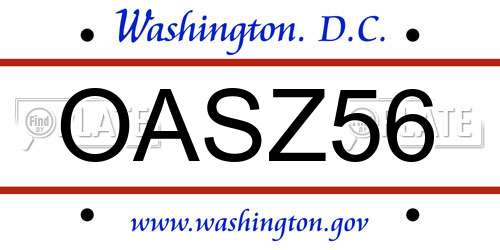 OASZ56 District Of Columbia License Plate