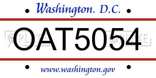 OAT5054 District Of Columbia License Plate
